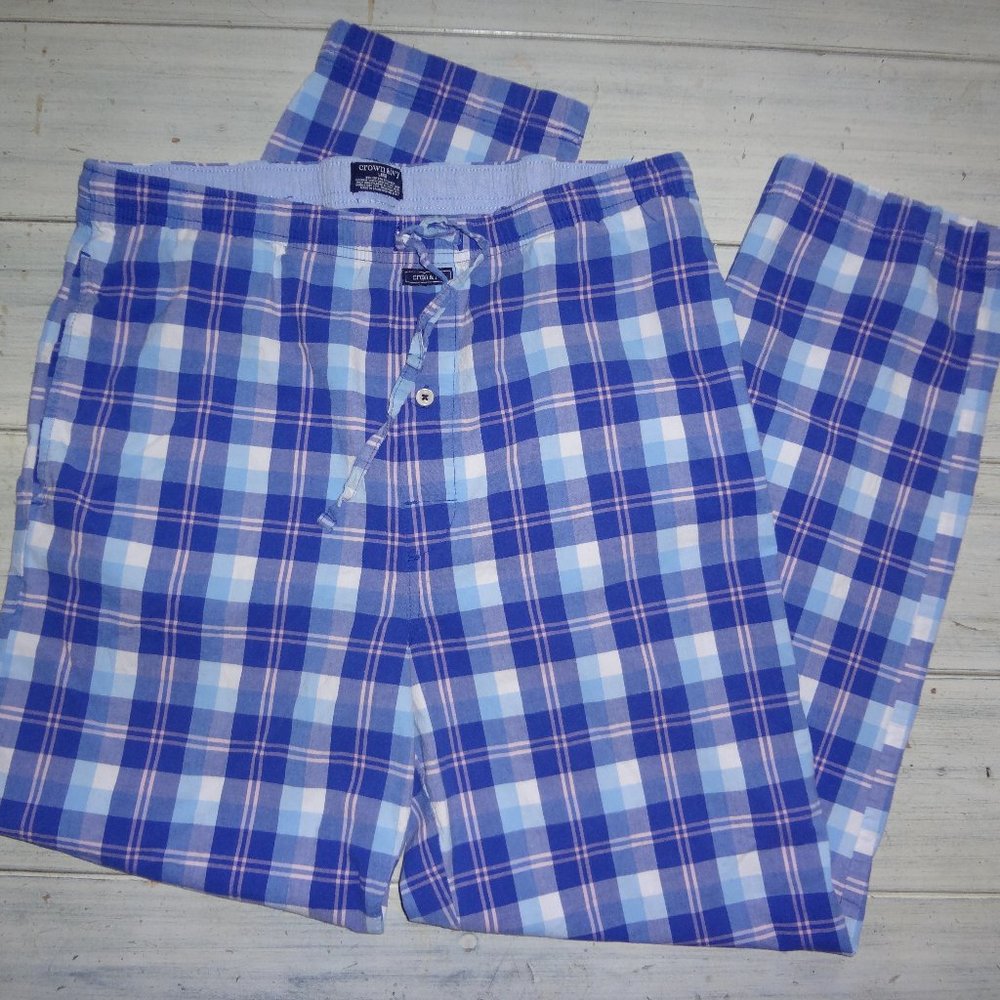 Crown&Ivy Large Pajama Pants Blue/Pink/White Madras Plaid